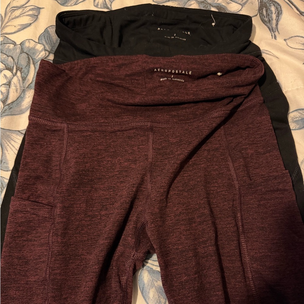 Aeropostale Maroon and Black Leggings